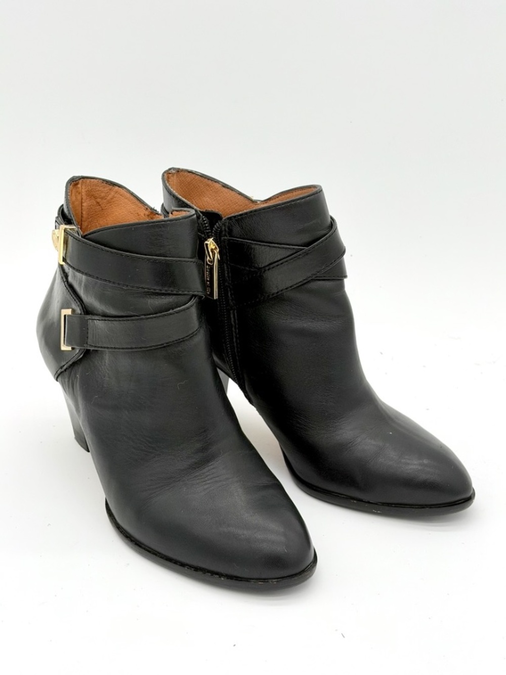 Louise et Cie Ranier Womens Black Leather Ankle Booties Sz 8 M Block Heel Boot